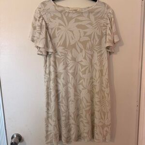 ECOTHREADS | Tropical Ribbed Flutter Sleeve Shift Dress | Boho Coastal